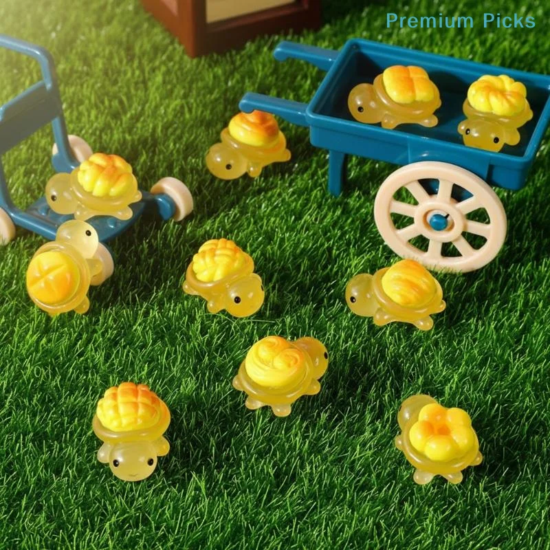 portableMiniature Garden Decor 10pcs Resin Luminous Bread Turtles Ornaments for Fairy Micro Landscape
