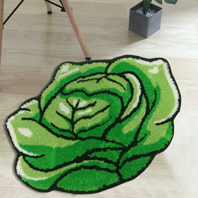 Farm Vegetable Soft Plush Rugs Green Cauliflower Tufted Bath Mat Living Room Bedroom Decor Carpet Non-slip Kitchen Floor Doormat