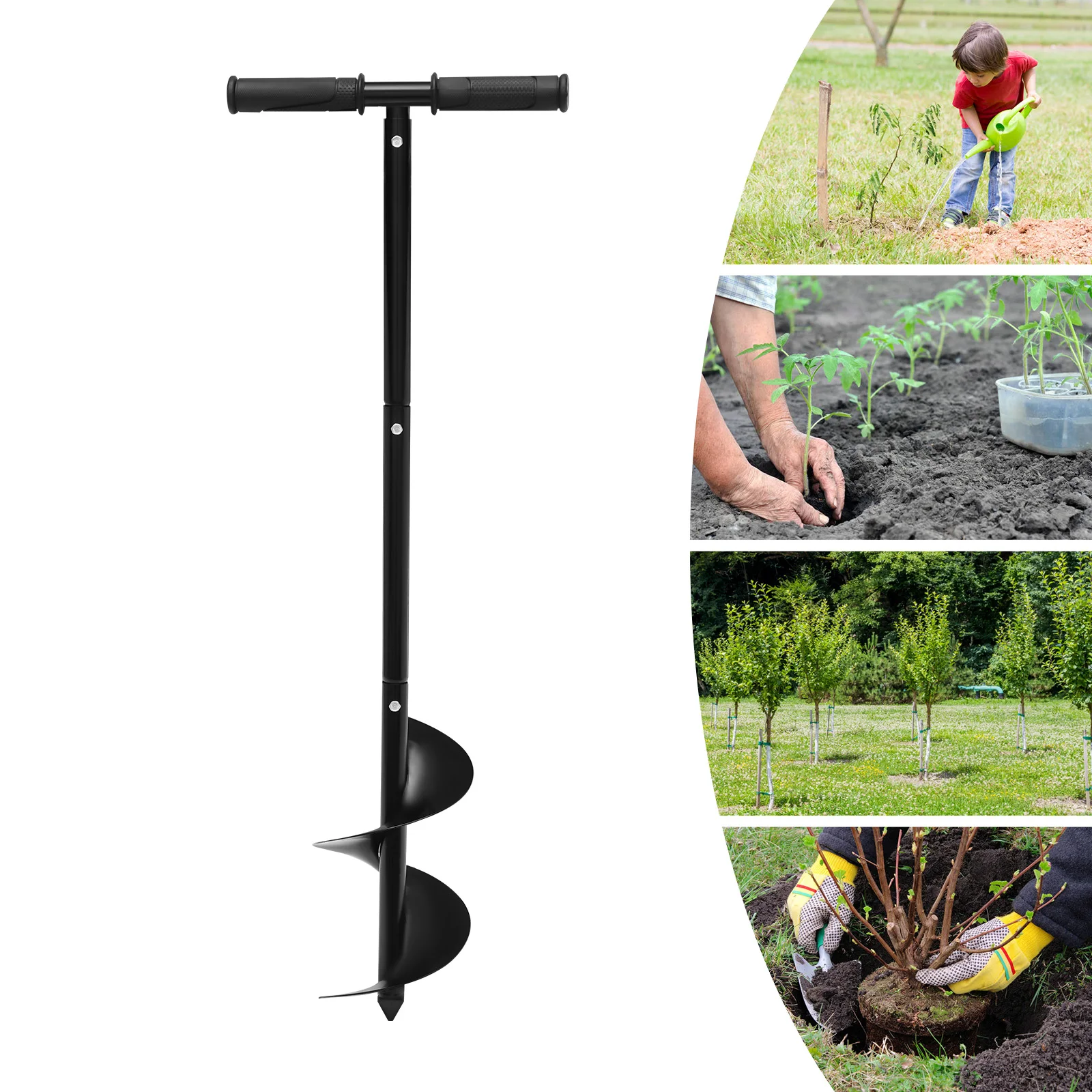 

6 Inch Manual Garden Auger Hand Drill Earth Auger 85cm Soil Digger Tool with Gloves for Planting & Fence Post Hole Digger