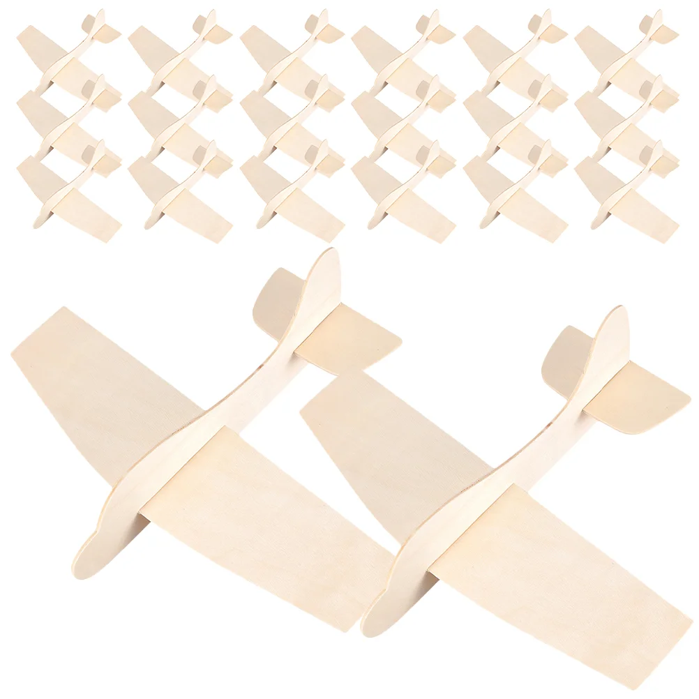 20 Pcs Blank Wood Aircraft Planes Kids Drawing Tool Unpainted Ornament Painting Model