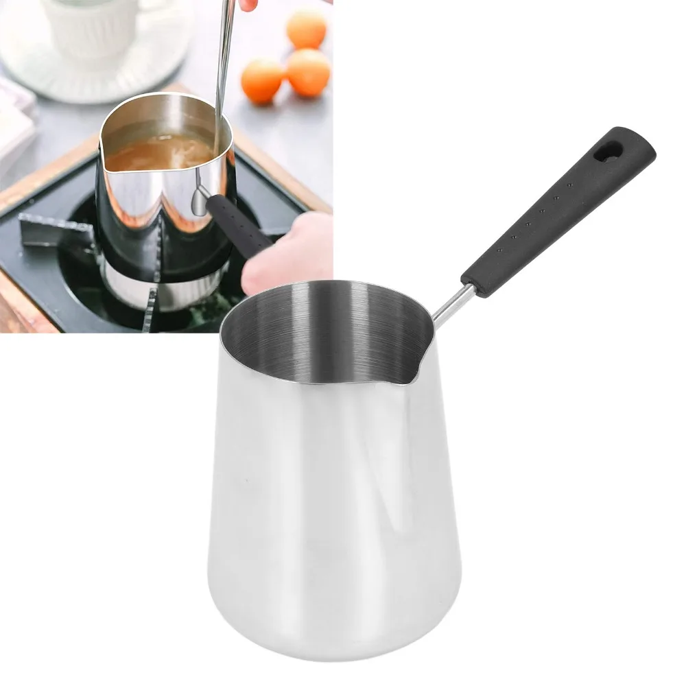 Classics Turkish 1000ml Capacity Butter Warmer With Spout Long Handle Melting Pot Stainless Steel Coffee Warmer Coffee Making view 2