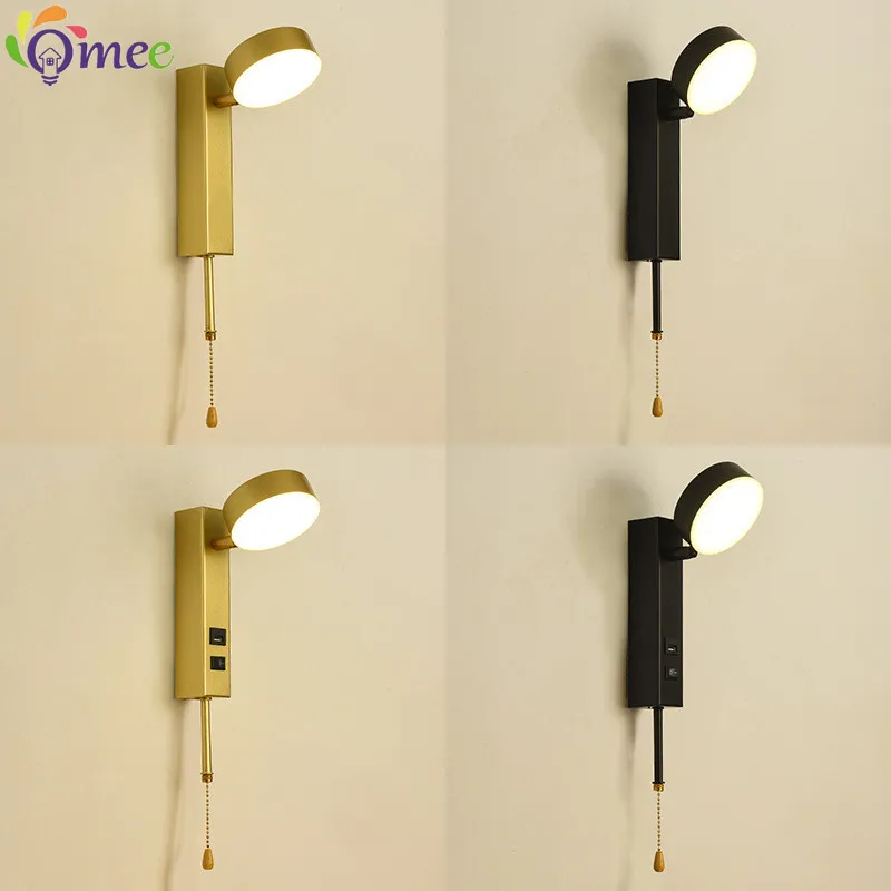 

Indoor Wall Lamps Rotation Changeable Switch USB Wall Light Modern Stair Wall Deco Wall sconce Living room Golden led Luminaire