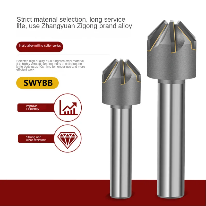 SWYBB Countersink Drill Brazing Carbide insert 90 Degree 16mm 20mm 25mm 30mm 40mm Chamfering Milling Cutter Tool