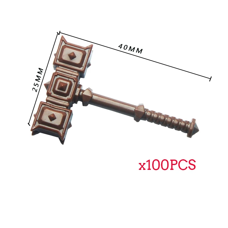 100PCS MOC Medieval Knights Weapons Rome Warriors Dwarf Axe Hammer Building Blocks DIY Brick Accessories Toys For Children Gifts