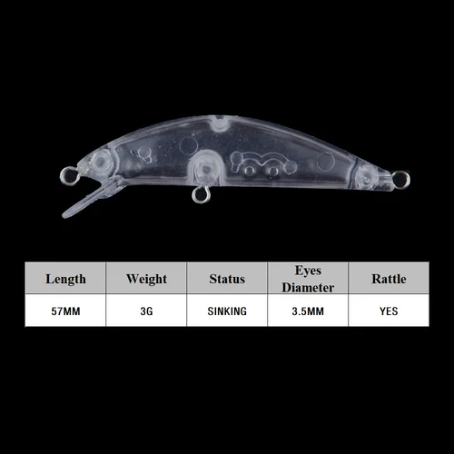 Imagen 2 del producto Chan'sHuang 30 Uds Señuelos de pesca sin pintar 57mm 3g hundimiento lento Mirco Minnow DIY cebo de pesca en blanco hecho a mano