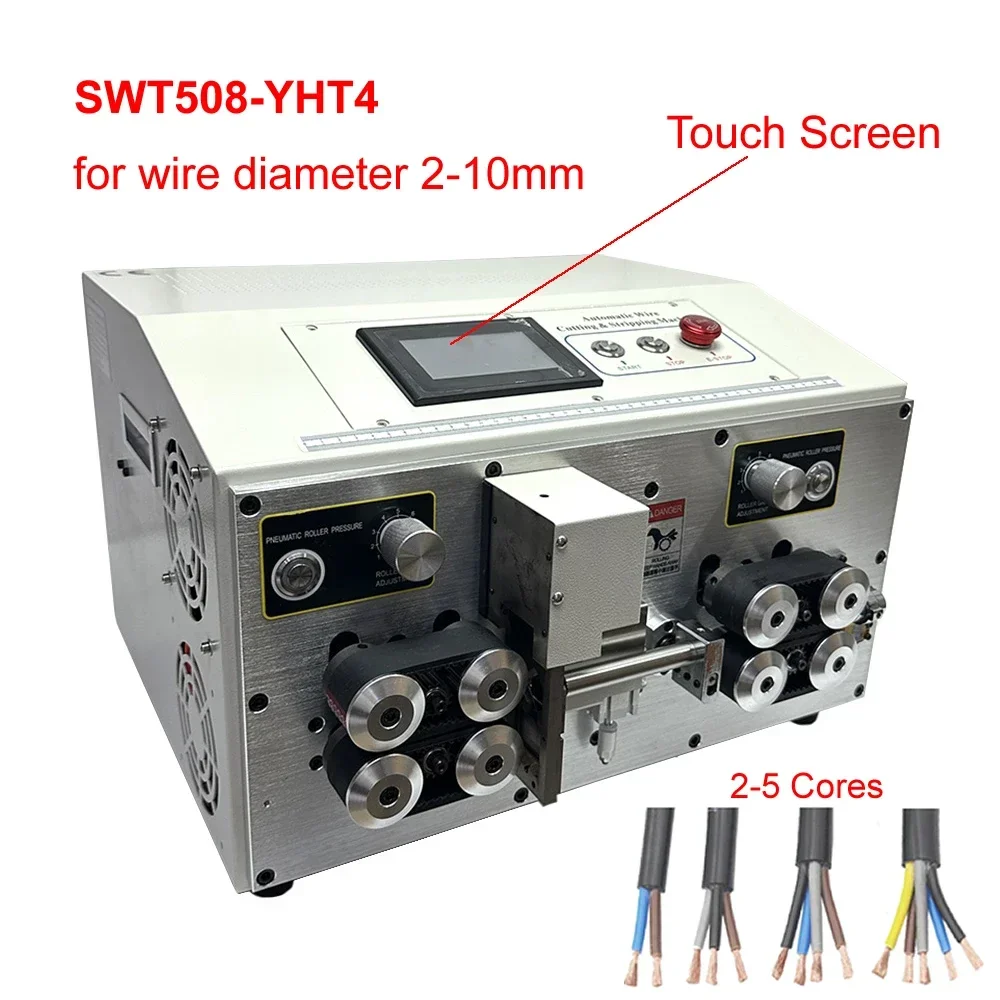 SWT508YHT4 2-10mm 5 Cores Wire Peeling Stripping Cutting Machine Touch Screen Double Skin Cable Sheath Stripper Cutter 220V/110V