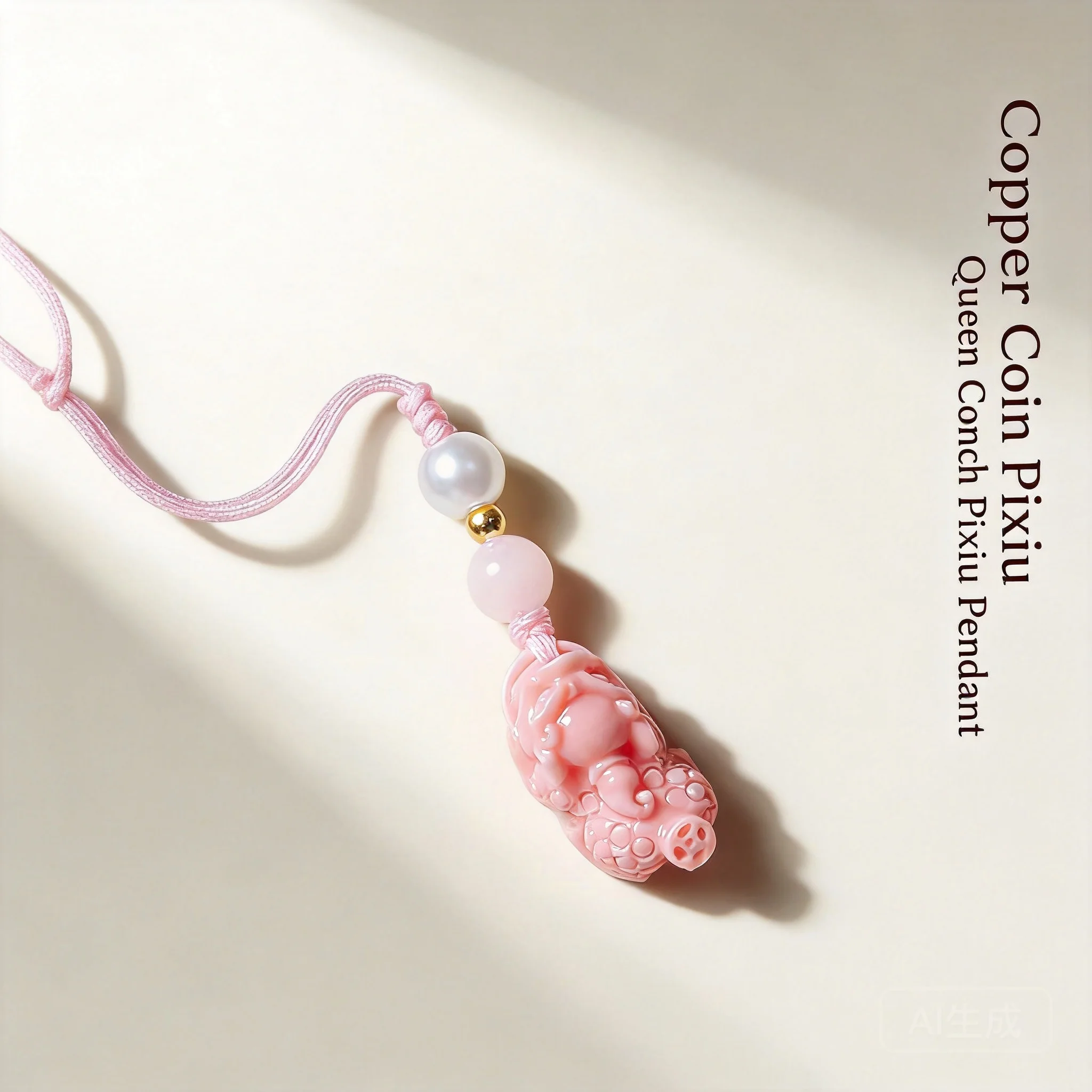 Chinese Style Lucky Pink Queen Conch Pixiu Pendant Wealth Blessing Hanging Ornament For Phone Bag Camera U Disk Keychain Good
