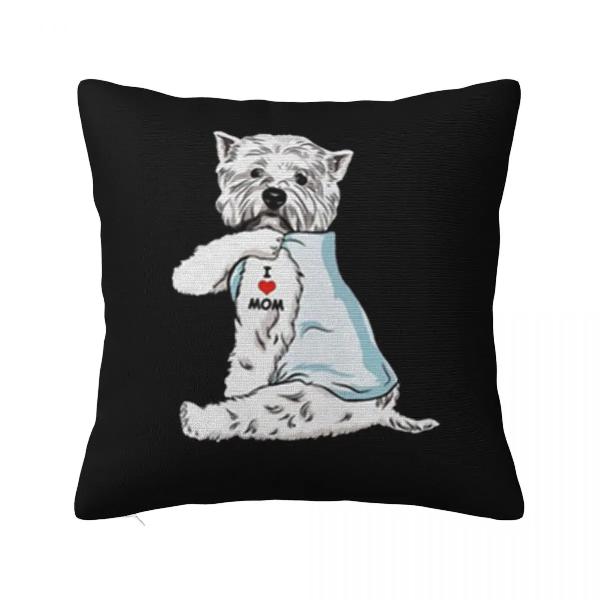 West Highland White Terrier Tattoo I Love Mom Creative Design Brand New 3D Pure Adults Spring Pillow Case