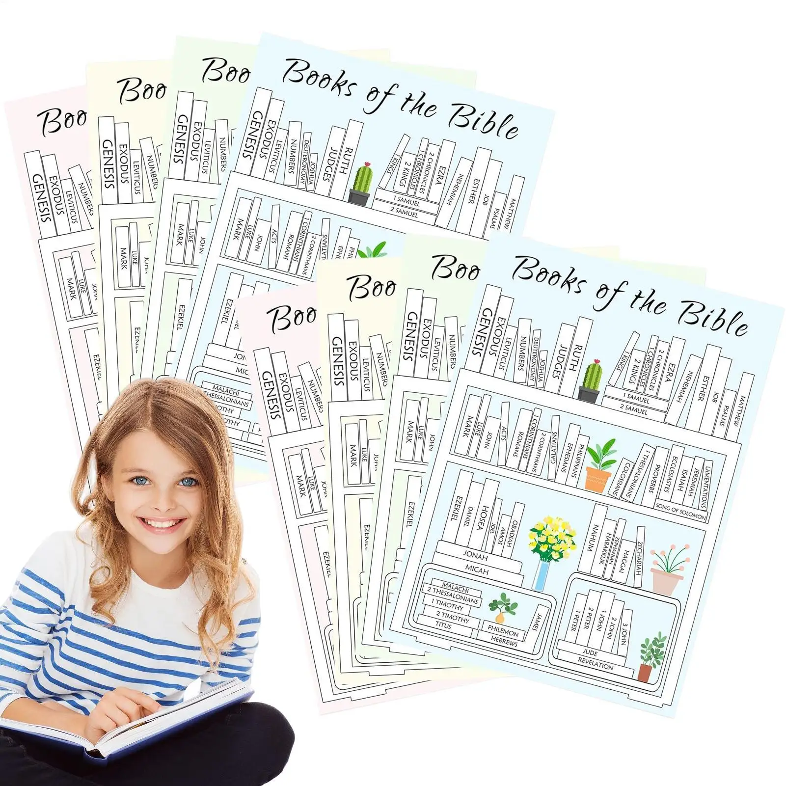 Bible Decals 8pcs/set Books Of The Bible Stickers Bible Book Study Reading Aid Christian Journaling Stickers Bible Chapter Stick