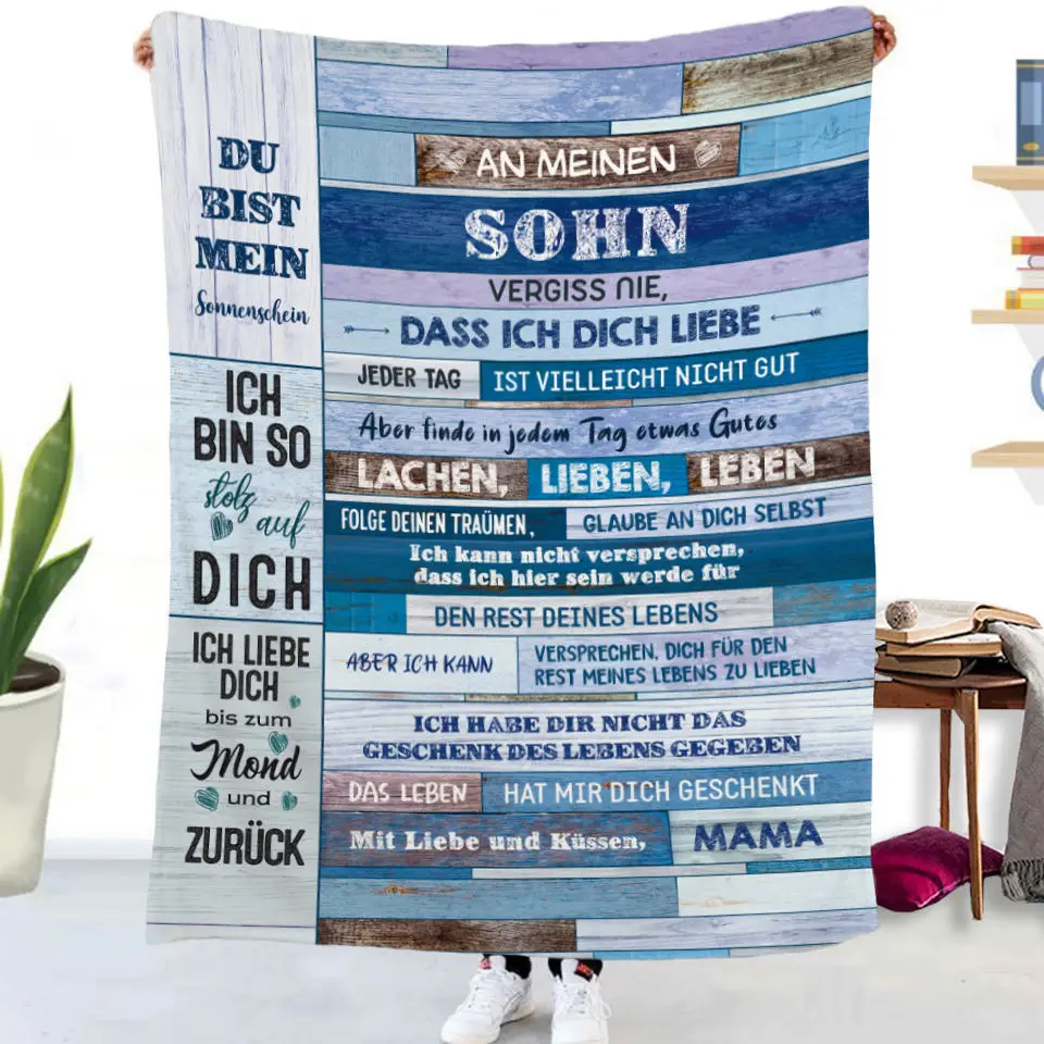 Flanelldecke mit deutschen Buchstaben „To My Daughter Son“, Weihnachtsgeschenk, warme Überwurfdecke für Bett, Sofa, Couch, Geburtstagsgeschenke, Heimkönigin – Detail 25