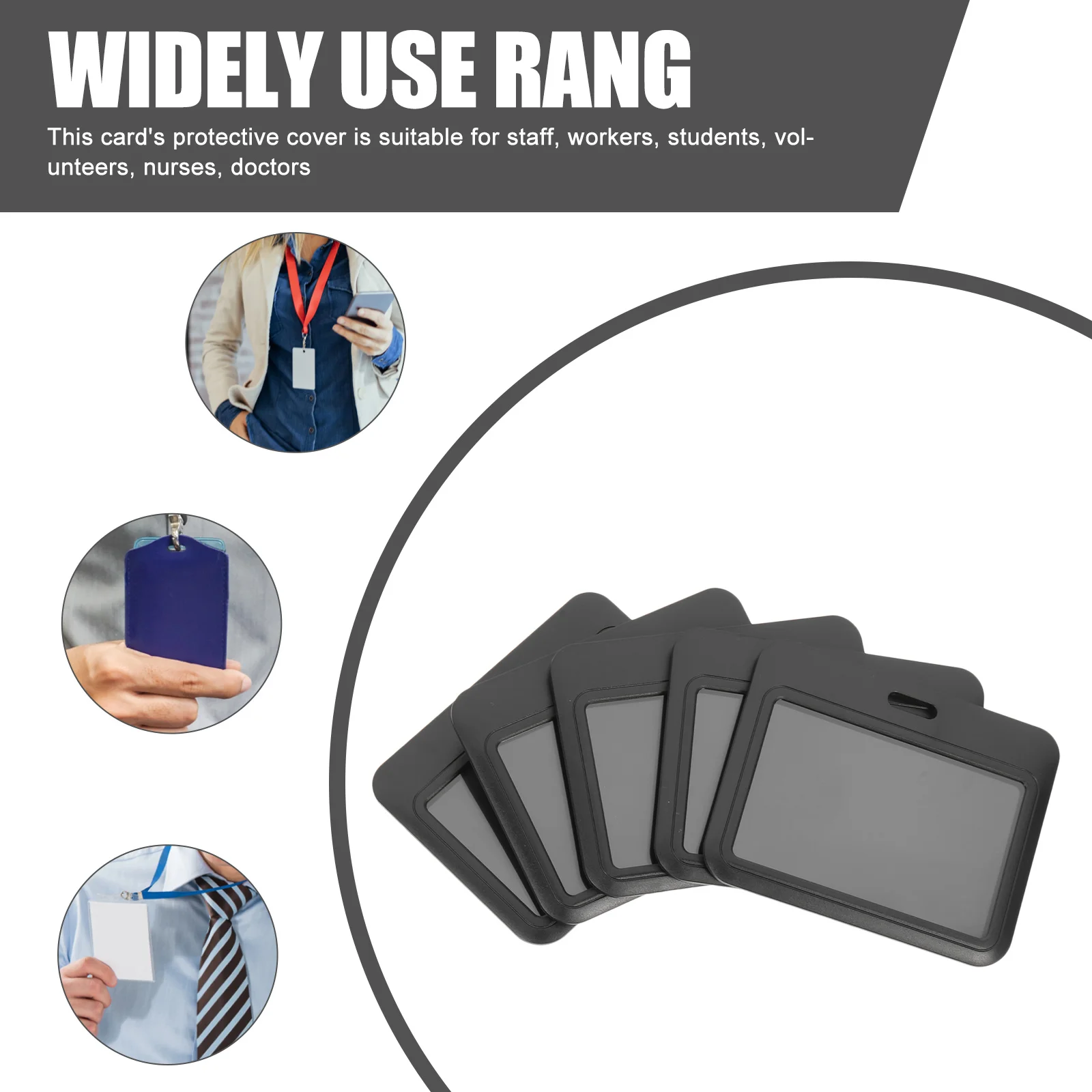 

10Pcs Name Badge Holder Lid Horizontal Id Card Protector Work Office School Use Name Badge Holder