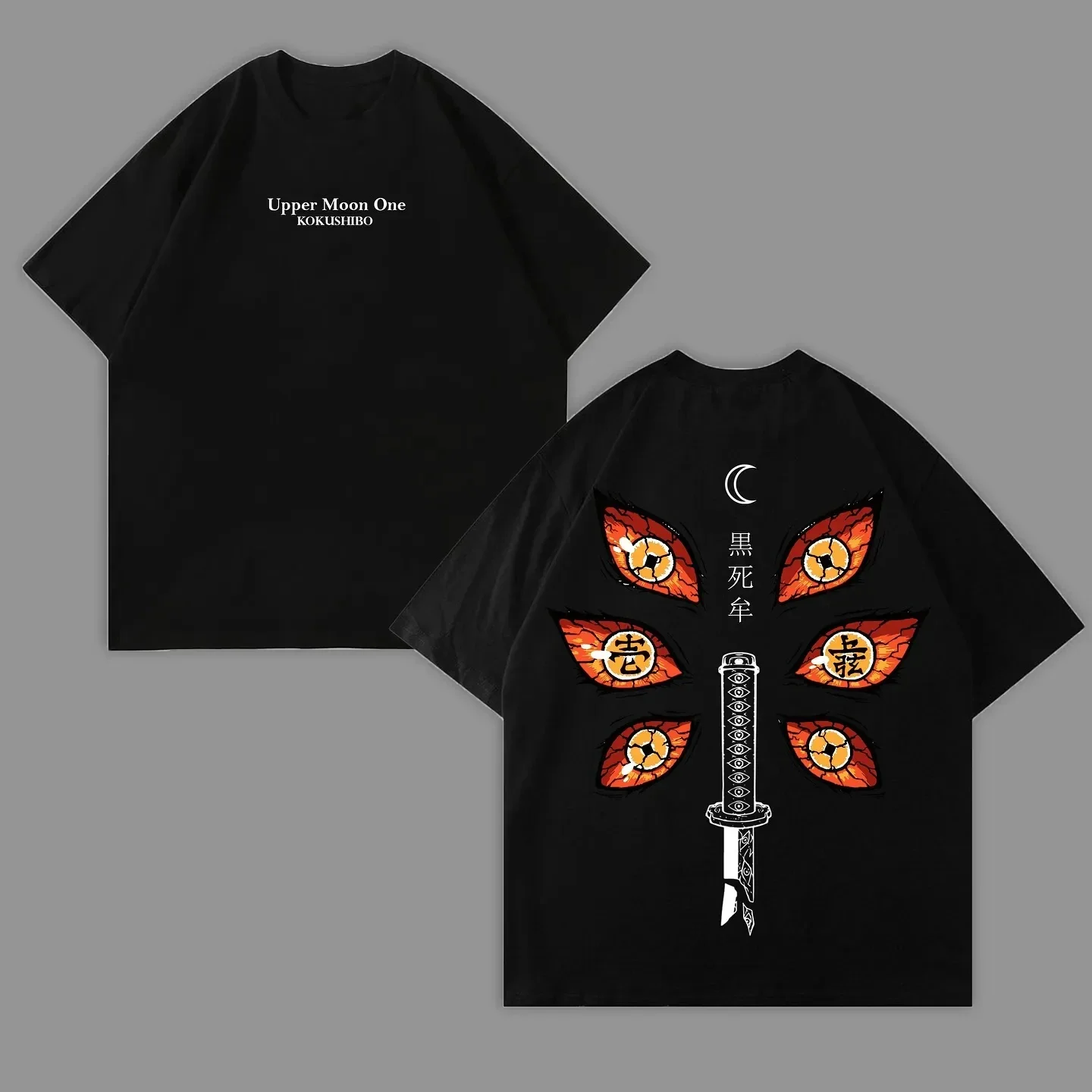 Camiseta con estampado de Anime Demon Slayer Kokushibo 2026, novedad de verano para hombres y mujeres, moda Harajuku, Top informal para padres e hijos