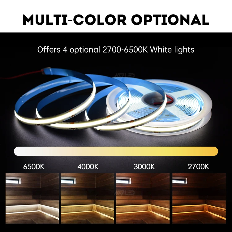 

FCOB LED Light Strip 5M 504 LEDs 10mm Flexible FOB COB Led Strip 2700K to 6500K RA90 Linear Dimmable 12V 24V