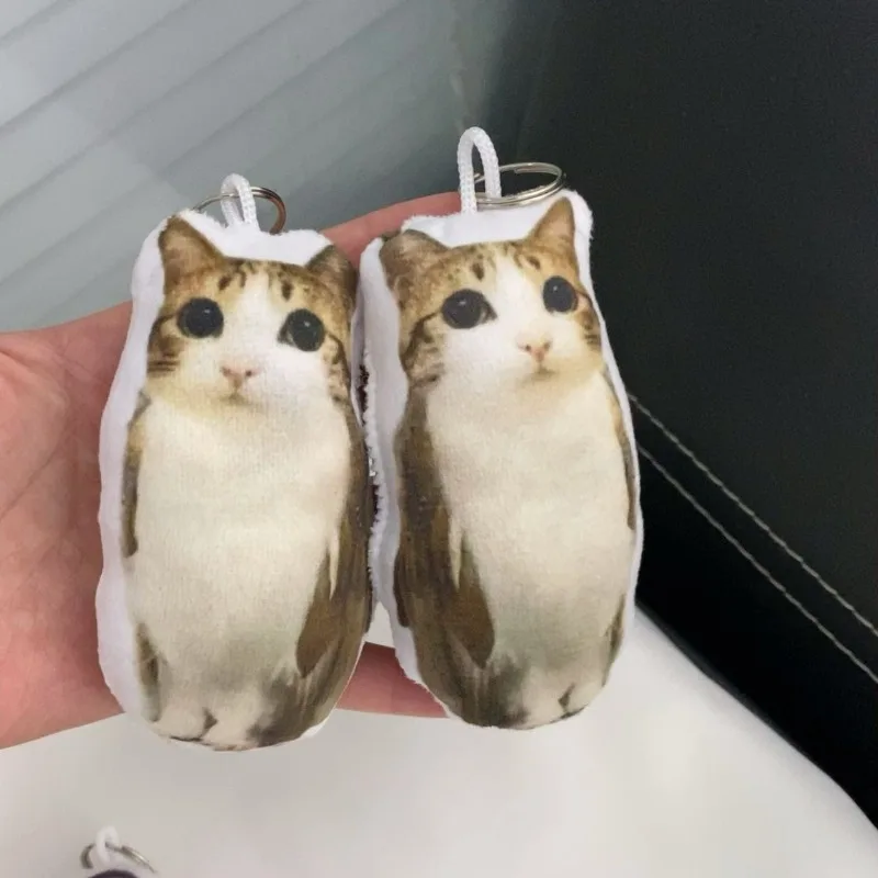 1/5Pcs Cartoon Cat Voice Keychains Funny Cute Meowl Fidget Keyrings Soft Plush Hangings with Sound Squeeze Voice Bag Pendant