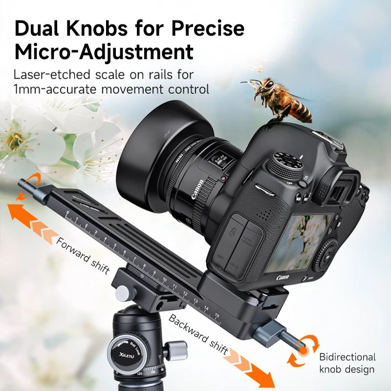 XILETU Szyna Makro z Szybkozłączką do Aparatów DSLR, 5kg, Fotografia Makro, Close-up, Time-Lapse na Biurko i na Zewnątrz — zdjęcie produktu 2