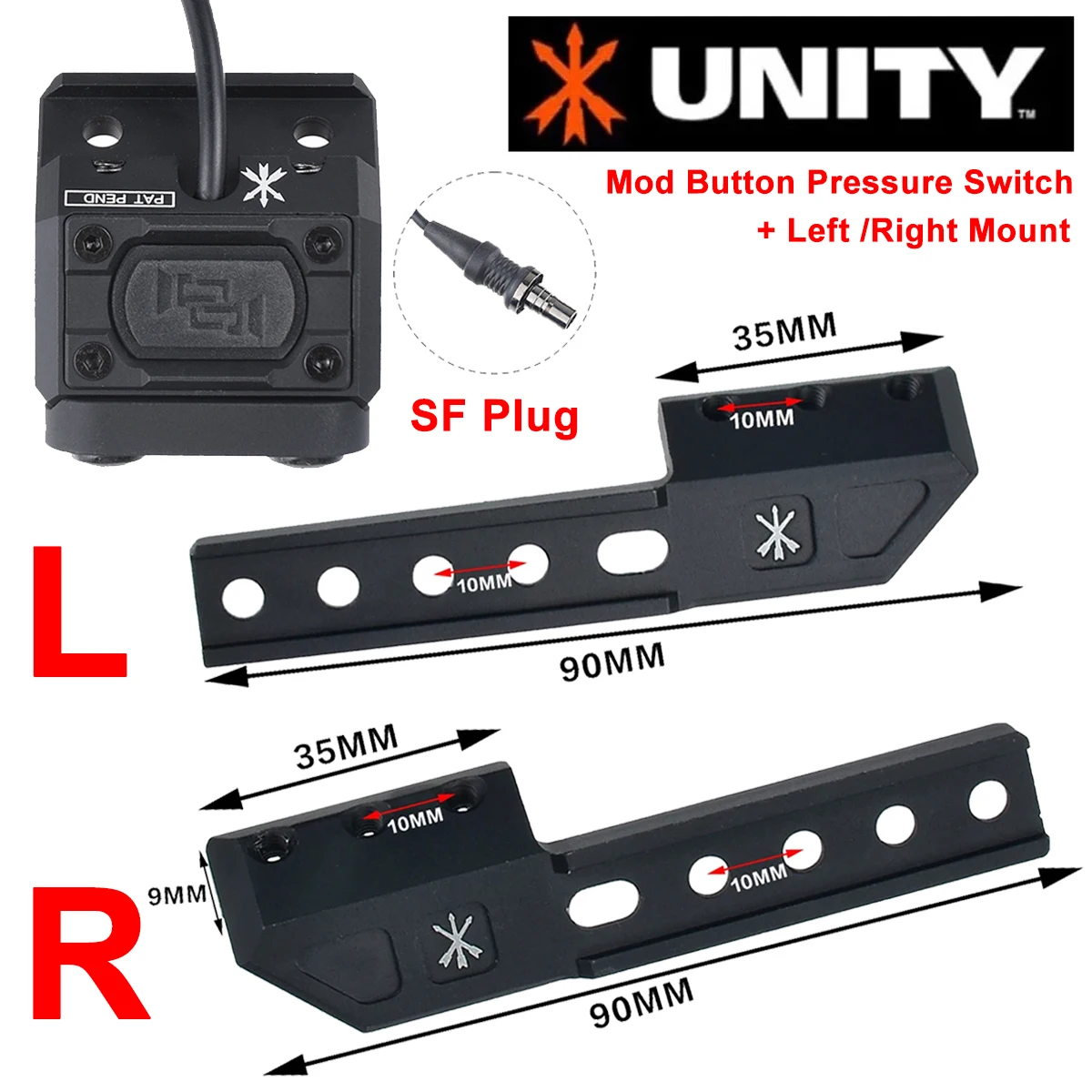 

UNITY Modbutton Switch Offset Mount For Surefire Series M600 M300 Flashlight Mod Button Pressure Switch SF Plug 20mm Picatinny
