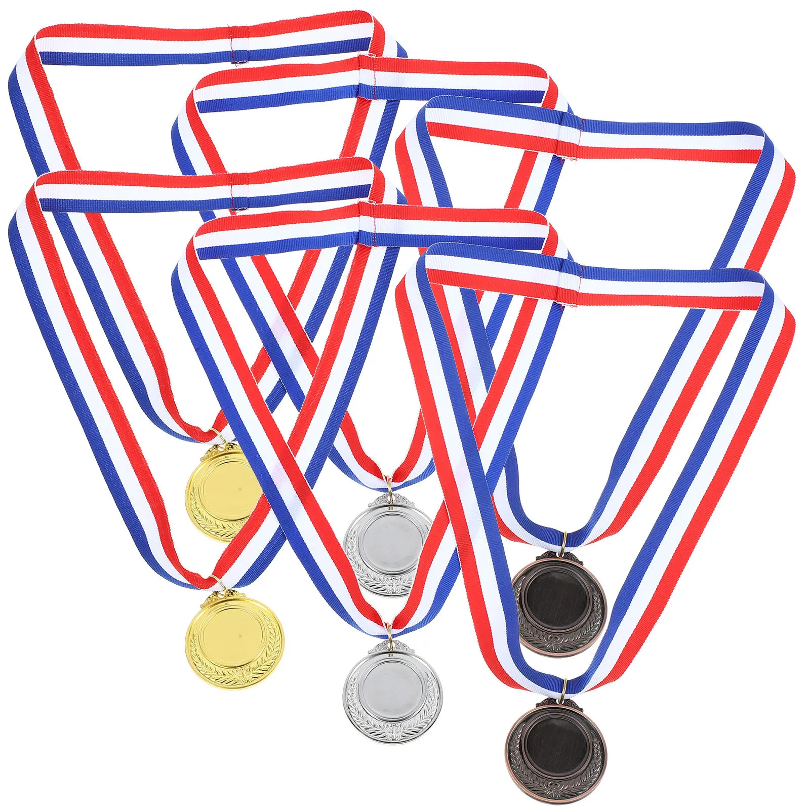 

6pcs Metal Medals For Awards Sports Competition Medal Kit Champions Winner Athletics Party Props Hanging Lanyard