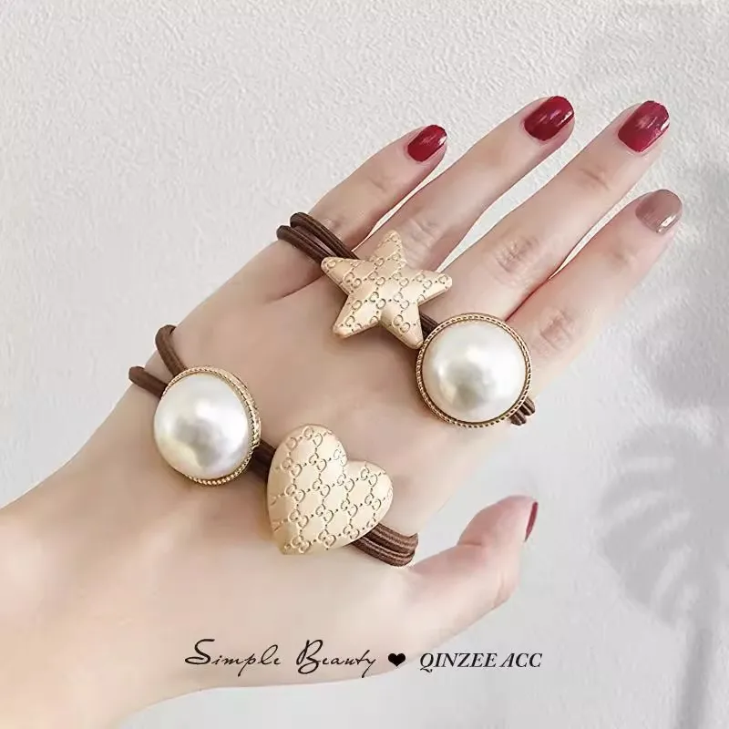 

New Hair Rope Headgear Korean Simple Rubber Band Pearl Hair Band High Love Headrope Headwear Girls Women Hair Accessories