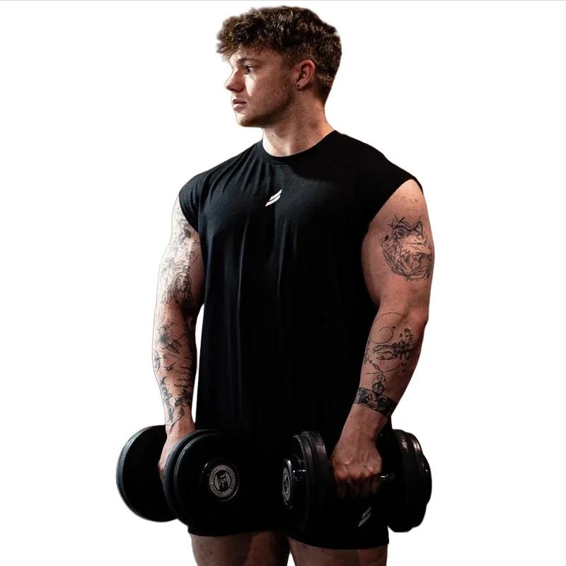 

Summer Fitness Sports Tank Top Men's Breathable Loose Fit Training Sleeveless T-shirt Quick Drying vest male Fitness Clothing