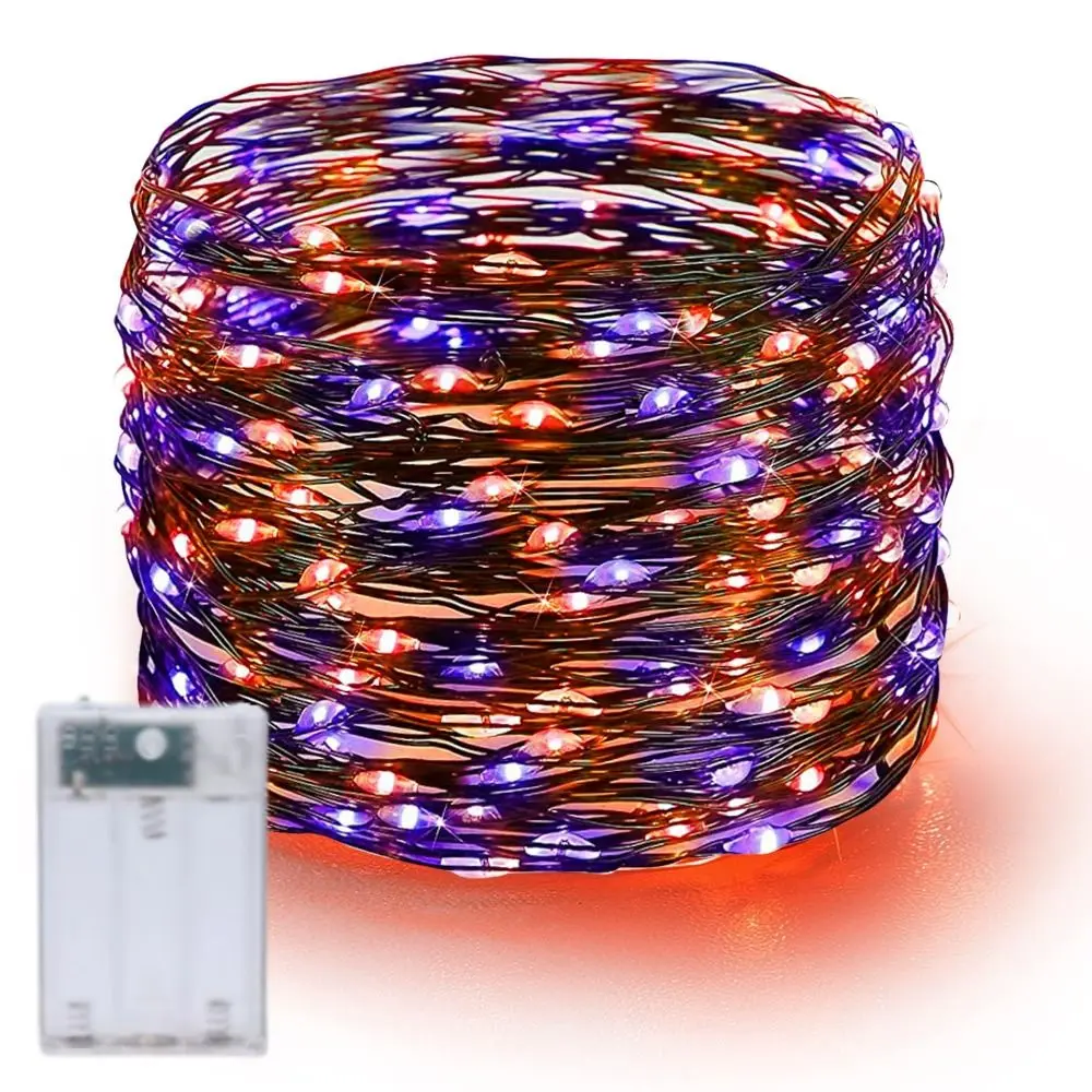 

12M Halloween String Lights 100LED DIY Halloween Fairy Lights Purple Orange Color Dimmable LED String Lights Halloween Party