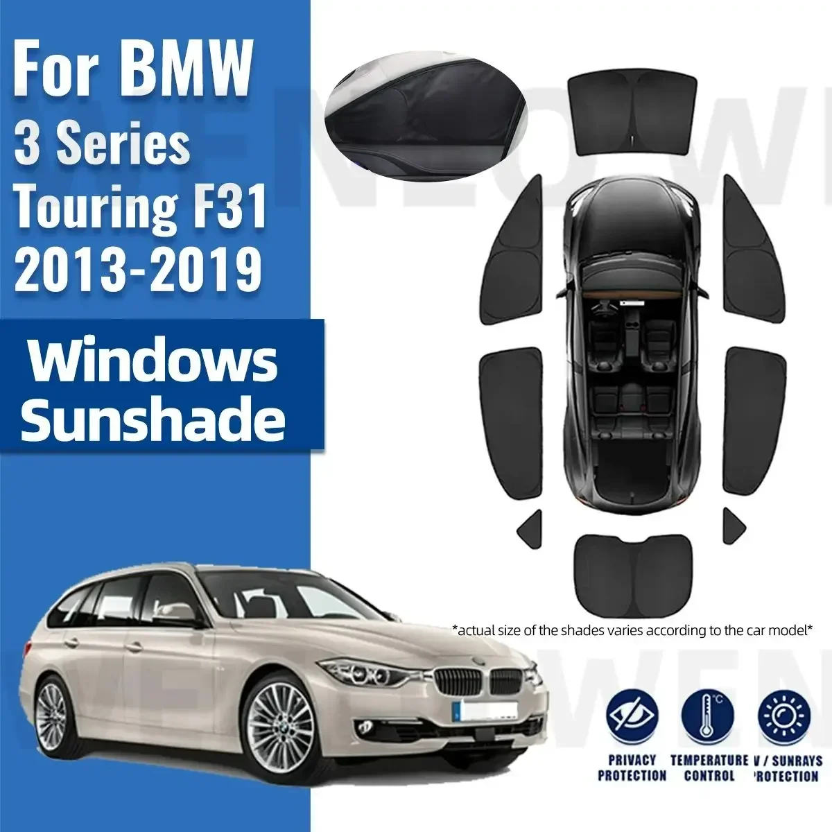 

For BMW 3 series Touring F31 2013-2019 Full Cover Car Sunshade Front Windshield Frame Curtain Rear Side Window Sun Shade