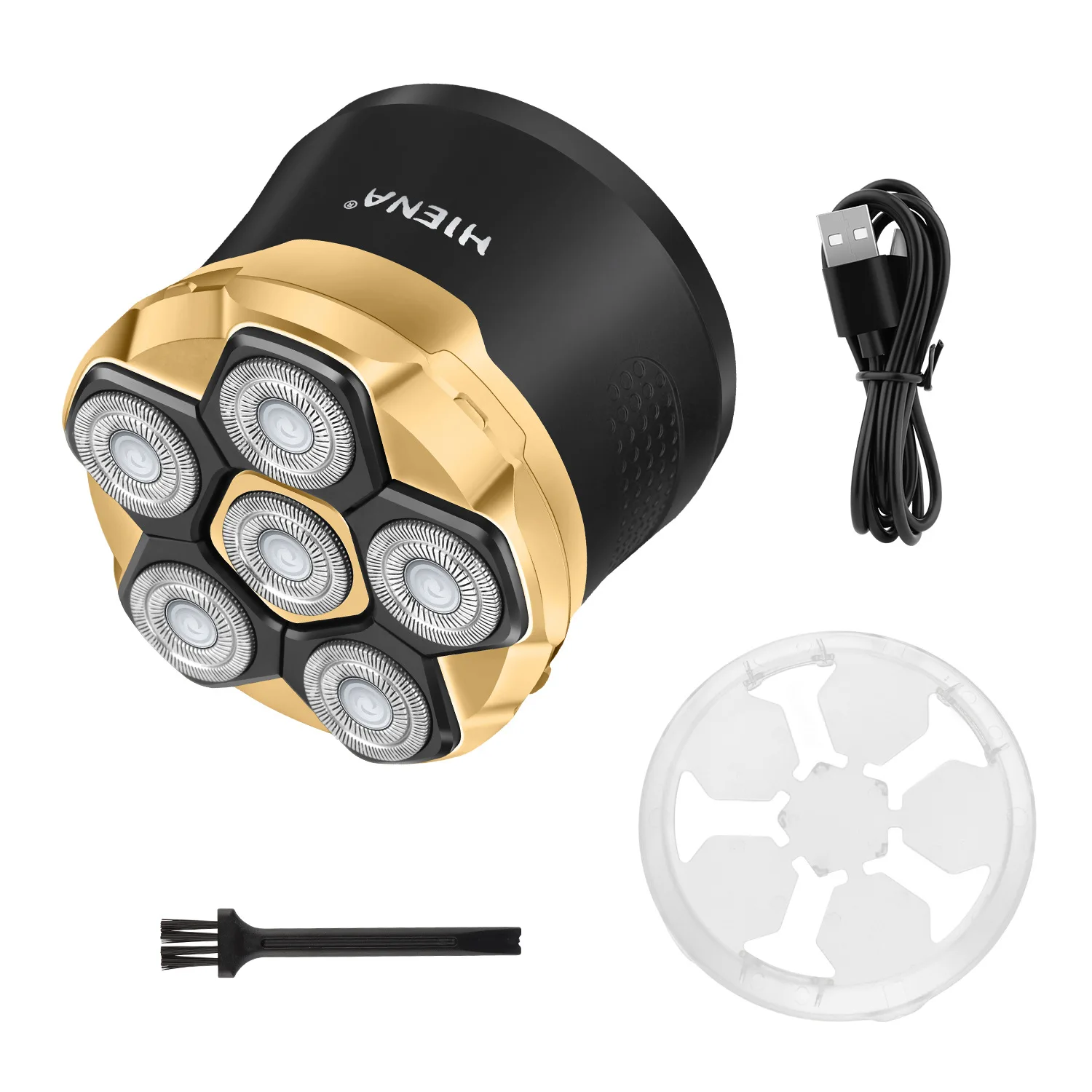 HIENA الكهربائية أداة تهذيب اللحية 1200mAh عالية الطاقة 6-شفرة ماكينة حلاقة للرجال المحمولة اللاسلكية LED عرض التهيأ القواطع 1 قطعة