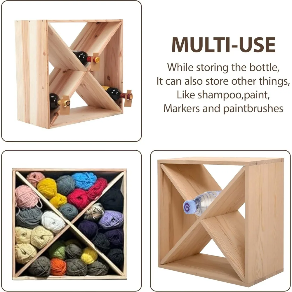 Szafka na wino, 6 szt. modułowych półek na 24 butelki, drewniany wolnostojący organizer na wino do kuchni, baru, jadalni.