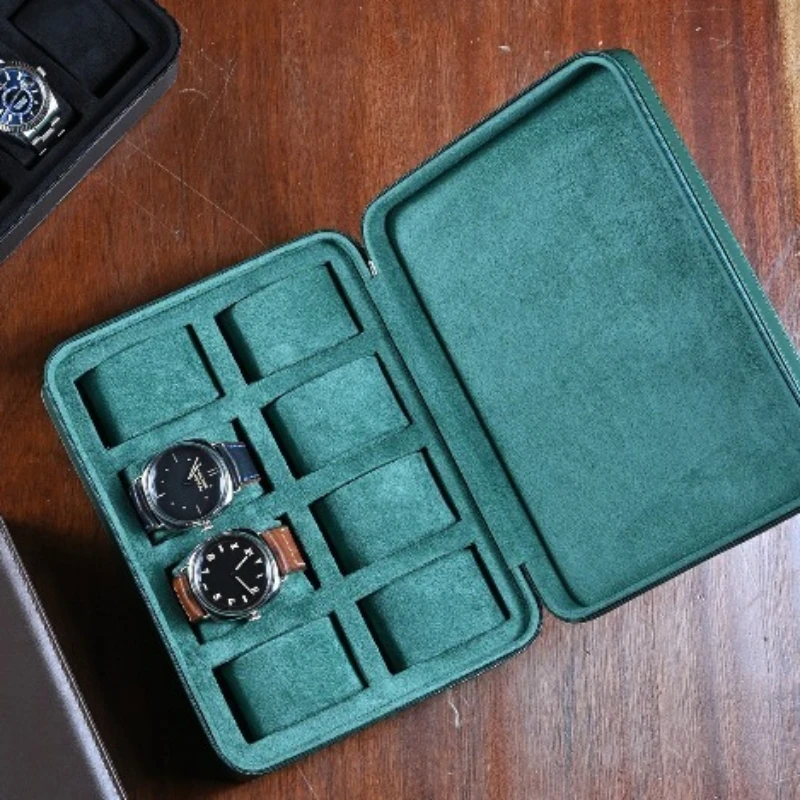 Leather Watch Storage Box 8 Slot Watches Organizer Boxes Portable Man Wrist Watch Collection Case Travel Watches Organizer Cases