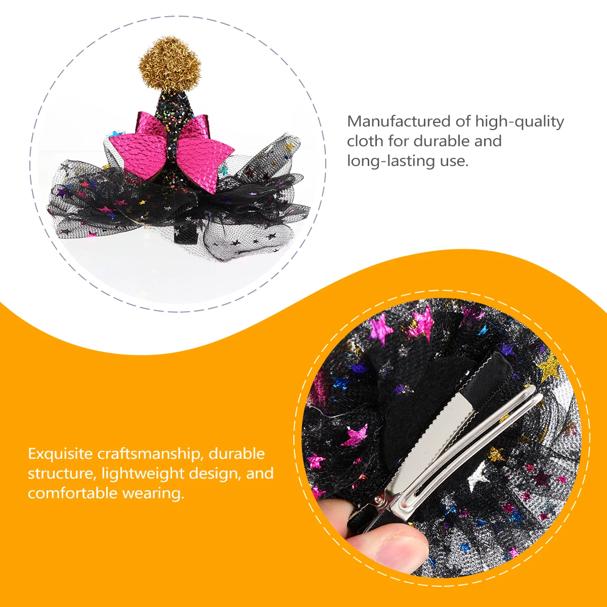 

4pcs Halloween Hair Clips Witch Hat Hairpins Lightweight Easy On/Off Durable Structure Pumpkin Hairpins Performance Hair Clip