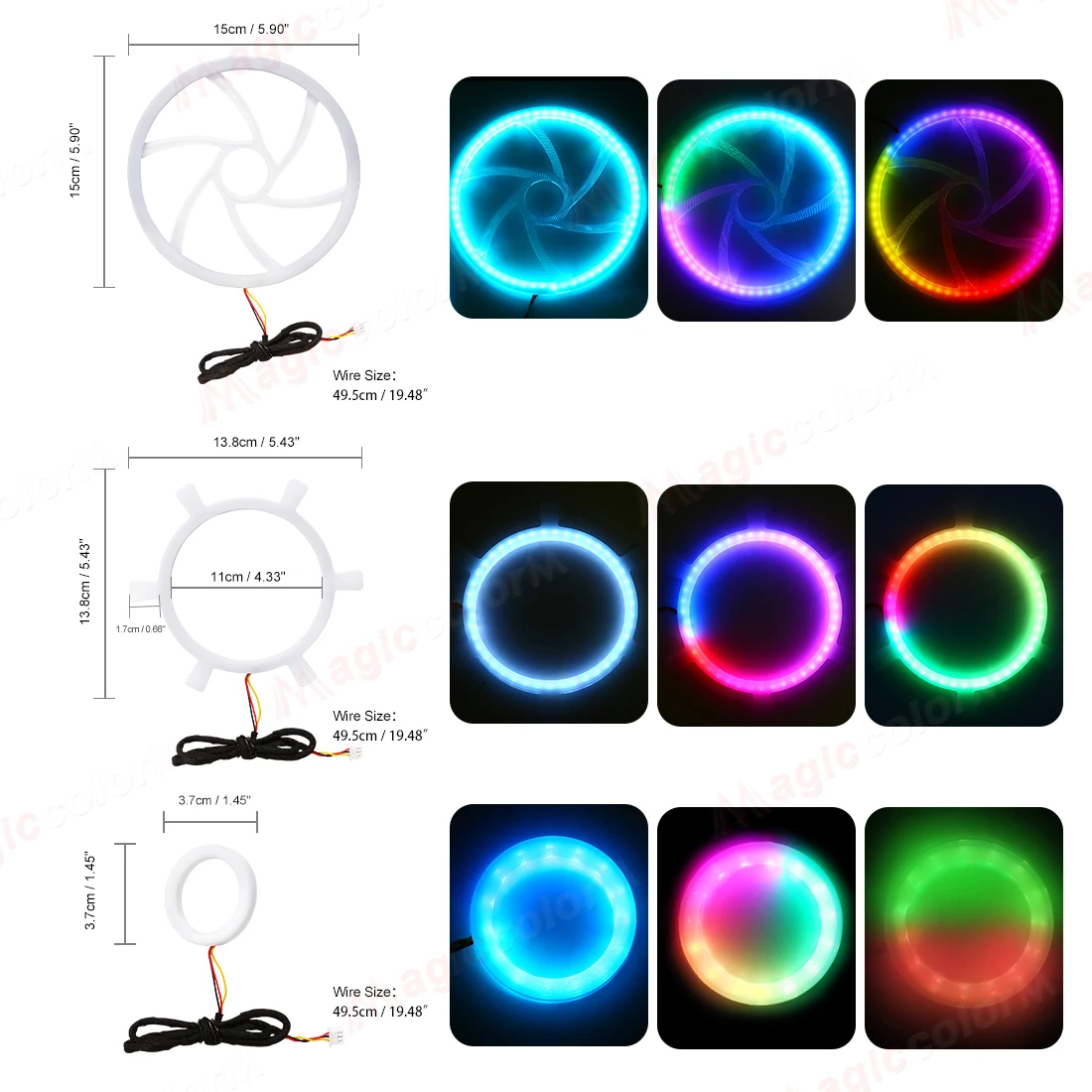 5.9in/4.13inch Symphony RGB Horn Tweeter Ambient Light Universal Car Interior Atmosphere Lamps Audio Hood Decoration APP Control