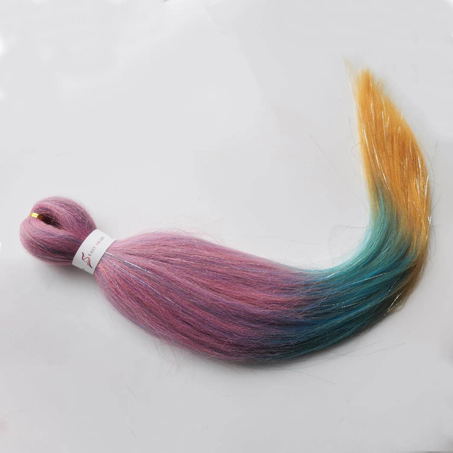 Pre Stretched Braiding hair Ez Braid Colorful Braiding Hair Mixed Tinsels Kids Braiding Hair 3 Tones Ombre Hair Extensions