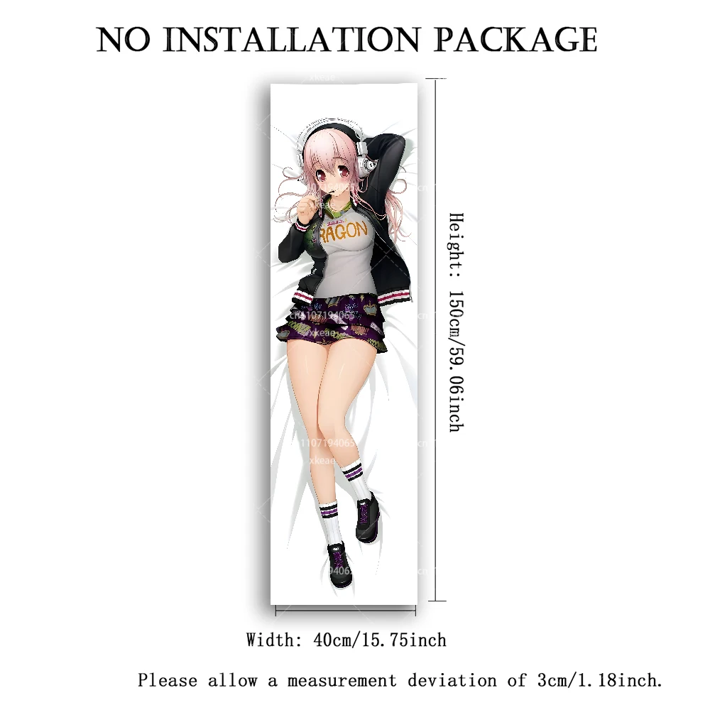 Super Sonico Vertical Tapestry, Anime Girl Dakimakura‑Style Wall Hanging, Headphone Sport Outfit Manga Scroll Cloth Poster, Otak