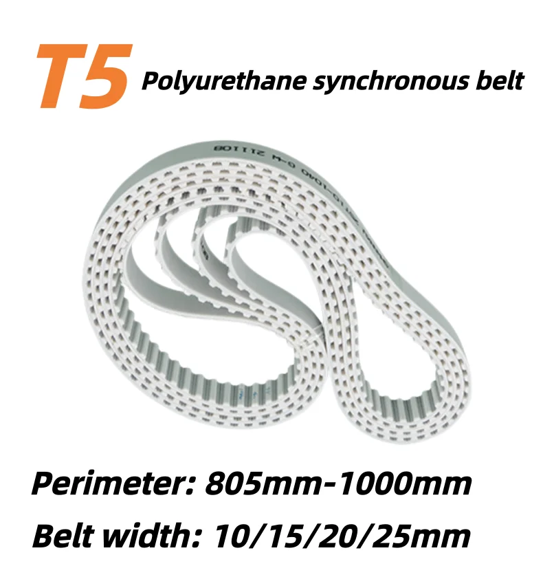 T5 PU Closed Loop Synchronous Timing Belt Pitch 5mm Width 10/15/20/25mm Perimeter 805-1000mm Polyurethane Drive Belt