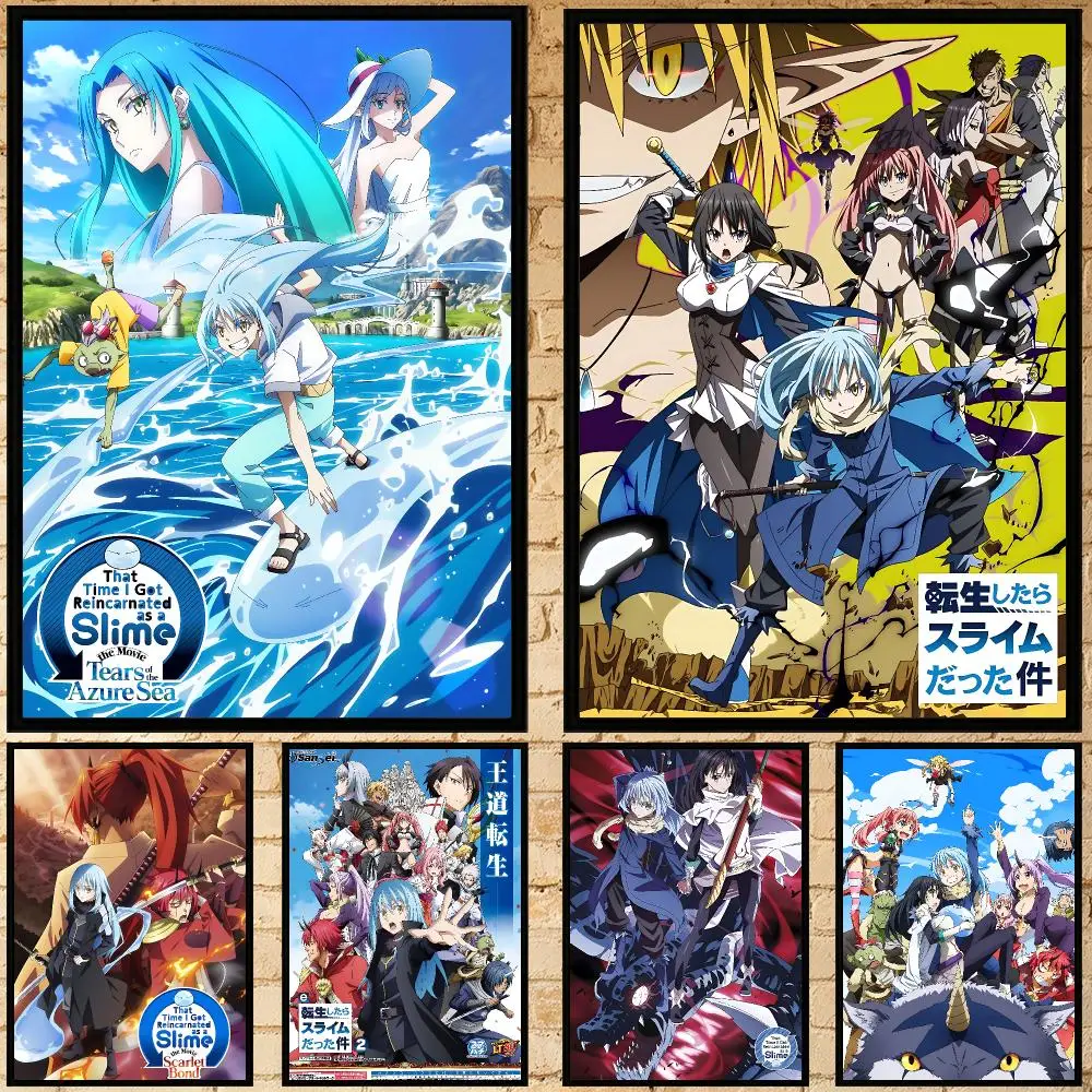 anime That Time I Got Reincarnated as a Slime Poster HD Waterproof Self-adhesive Art Print Wall Decor Bedroom Living Room Gift