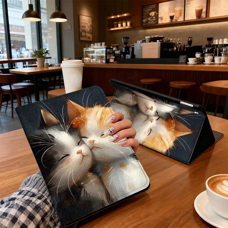 

Cute Pet Cat Art Cartoon Patte For iPad Pro Air Mini 2 3 4 5 6 7 7th 8th 9th 10th 11th 10.2 9.7 10.5 10.9 11 13 Inch Tablet Case