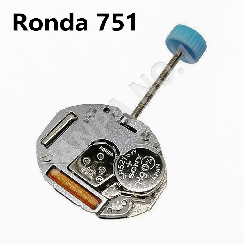 Movimiento suizo genuino RONDA 751, movimiento de cuarzo de 2 manecillas, movimiento electrónico, accesorios de reloj de nueva marca
