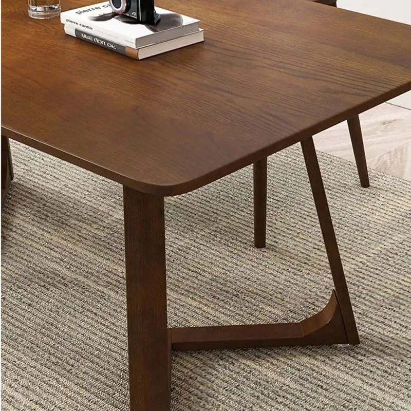 Solid Wood Dining Table Walnut Log Rectangular Table Coffee Nordic Luxury Simplicity Home Mesa De Jantar Table Modern Retro