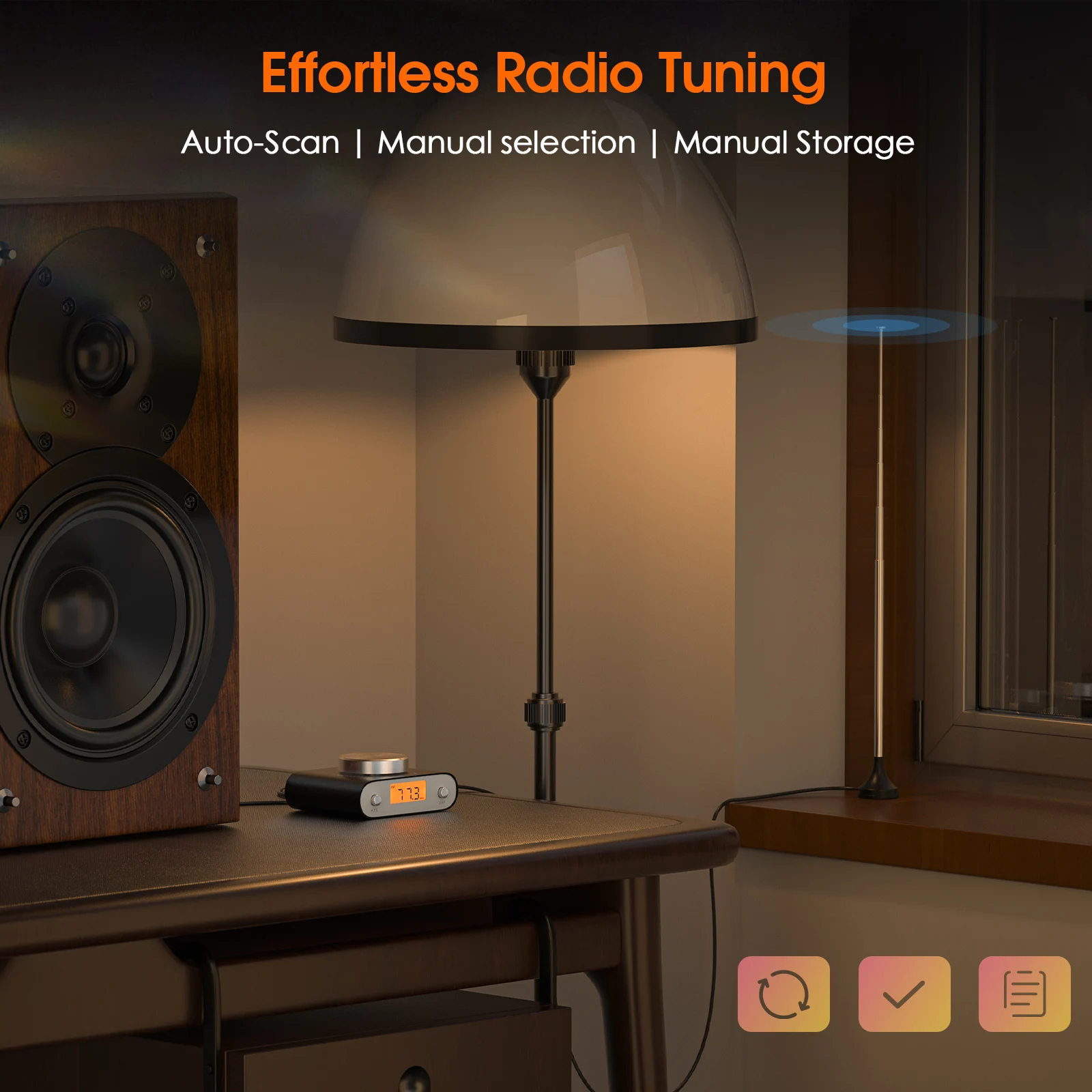 Nobsound Mini 64-108MHz موالف راديو FM يدوي وجهاز استقبال البحث التلقائي للمنزل/السيارة مع شاشة عرض