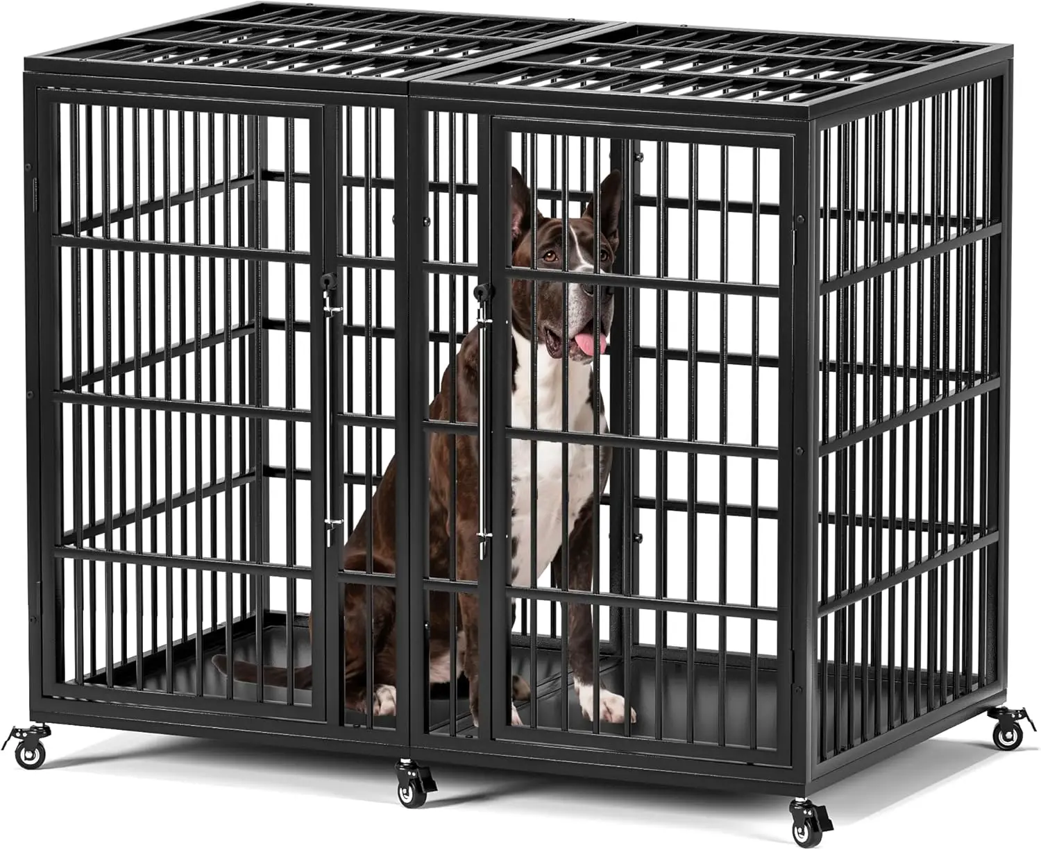 

54 Inch Heavy Duty Dog Crate for Extra-Large Dogs with Self-Locking Latch, Escape-Proof Steel Kennel