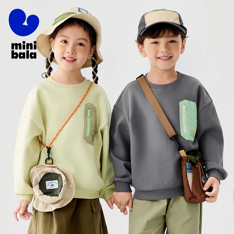 

Mini Bala Boys Girls Kids Sweatshirt 2025 Spring New Children Breathable Cool Long - sleeve Inner Wear Outdoor Style