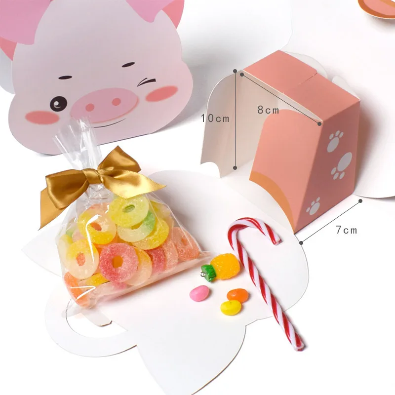 10/20PCS Jungle Safari Cat Pig Animal Candy Box Baby Shower Gift Box Children Birthday Favors Packaging Bag Party Supplies