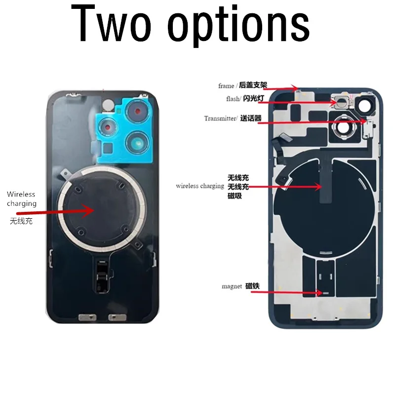 Pour iPhone 15 Coque arrière en verre Bobine magnétique avec sans fil, feuille de fer, flash - câble ruban flexible