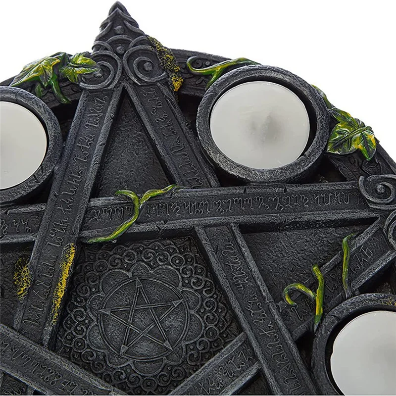 ABJO-Retro Candlestick Ornaments, Five-Pointed Star Candlesticks, Tarot Ornaments, Resin Crafts