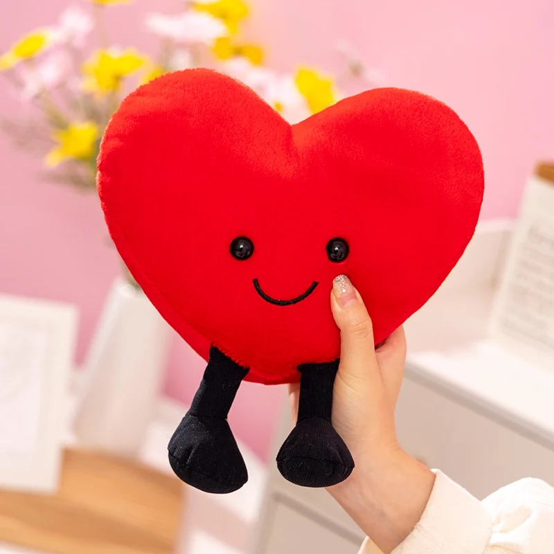 30cm Doll Toy Red Heart with Feet Stuffed Pillow Love Cushion PP Cotton Soft Wedding Home Decor Lover Kid Gift Plushie Toys