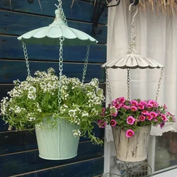 Vertical Hanging Metal Flower Basket Metal Flower Pot Family Courtyard Suspension Decorate Retro Iron Do Old Garden Supplies