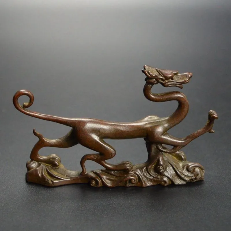 four major beasts of animals collect pure copper, aged green dragon, white tiger, vermilion bird, Xuanwu  pet tea table