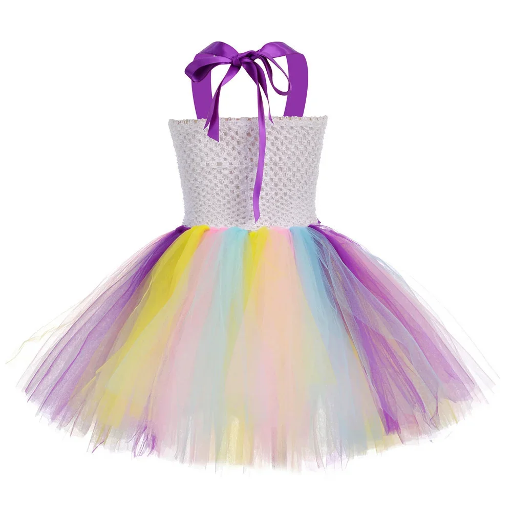 Girls Angel Ballet Tutus Dress for Unicorn Princess Celestie Costumes with Feathers Wings Kids Halloween Clothes New Year Outfit