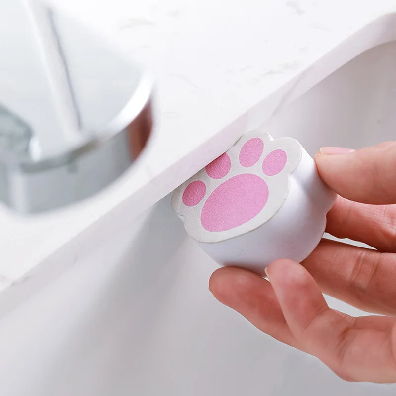 Cute Glass Cleaning Brush Cat Paw Shape Magic Glass Cleaner Sponge for Kitchen Faucet Bath Tub Cleaning Tool