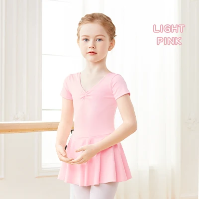 Girls Ballet Leotard Dress Pink Dance Leotard with Tutu Short Sleeve Ballerina Dress for Toddler Girls Ballet Leotard Dress Pink Dance Leotard with Tutu Short Sleeve Ballerina Dress for Toddler