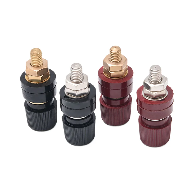 10Pcs 555 High-Purity Copper Terminal M8 Thread 200A Capacity Insulated Binding Post Lithium Battery Inverters 8mm Hole Diameter